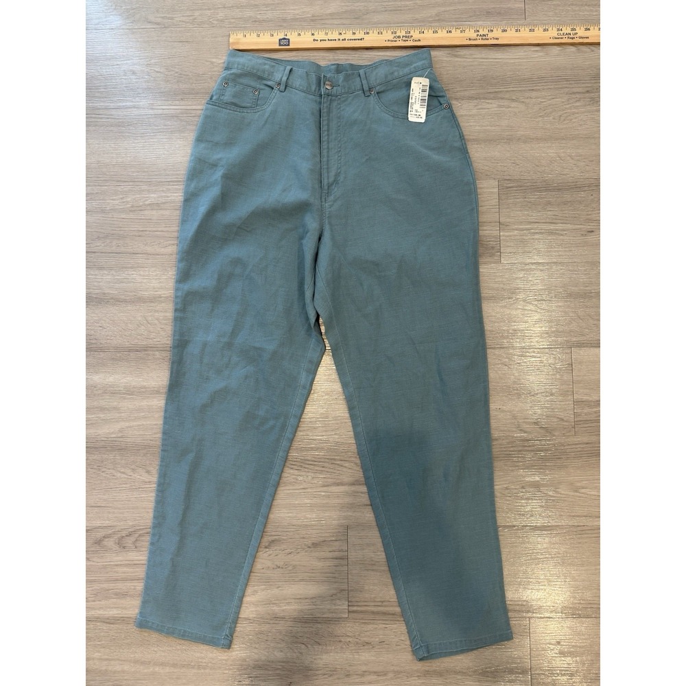 LL Bean Sunwashed Linen/cotton Jean Pants Dusty Blue Size 14 NWT